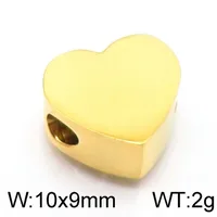 1 Piece 304 Stainless Steel 18K Gold Plated Heart Shape Polished Beads main image 6