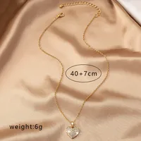 Simple Style Heart Shape Alloy Inlay Rhinestones Women's Pendant Necklace sku image 1