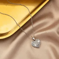 Simple Style Heart Shape Alloy Inlay Rhinestones Women's Pendant Necklace main image 6