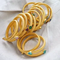 Retro Punk Heart Shape Titanium Steel 18K Gold Plated Zircon Bangle In Bulk main image 4