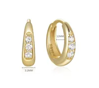 1 Pair 925 Sterling Silver Geometric Color Block Hoop Earrings main image 6
