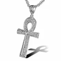 Hip-hop Cross Stainless Steel Inlay Artificial Diamond Unisex Charms Necklace main image 2