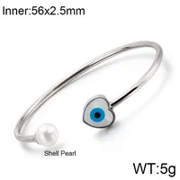 Elegant Simple Style Devil's Eye Heart Shape Stainless Steel 18K Gold Plated Artificial Pearls Bangle In Bulk main image 5