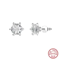 1 Pair Simple Style Geometric Plating Inlay Sterling Silver Zircon White Gold Plated Ear Studs main image 1