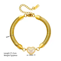 Simple Style Heart Shape Titanium Steel 18K Gold Plated Artificial Pearls Bracelets In Bulk main image 5
