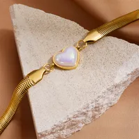 Simple Style Heart Shape Titanium Steel 18K Gold Plated Artificial Pearls Bracelets In Bulk main image 2