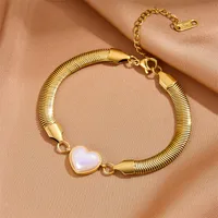 Simple Style Heart Shape Titanium Steel 18K Gold Plated Artificial Pearls Bracelets In Bulk main image 4