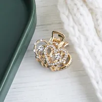 Women's Simple Style Heart Shape Metal Plating Inlay Artificial Pearls Rhinestones Hair Claws main image 3