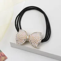 Women's Sweet Bow Knot Rhinestone Plating Inlay Artificial Pearls Hair Tie main image 4