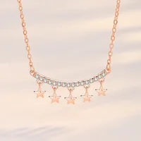 925 Sterling Silver Zircon Cable Chain Polishing Plating Inlay Star Necklace main image 6