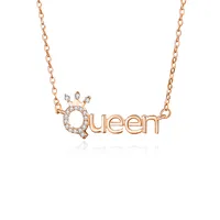 925 Sterling Silver Zircon Cable Chain Polishing Plating Inlay Letter Crown Necklace main image 2