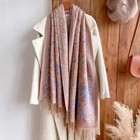 Women's Retro Ethnic Style Color Block Imitation Cashmere Printing Scarf main image 4