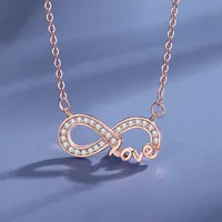 925 Sterling Silver Zircon Cable Chain Polishing Plating Inlay Love Infinity Necklace main image 6