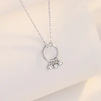 Simple Style Circle Sterling Silver Polishing Plating Inlay Zircon Pendant Necklace main image 5
