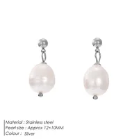 1 Pair Fashion Water Droplets Stainless Steel Freshwater Pearl Freshwater Pearl 14K Gold Plated Drop Earrings sku image 2