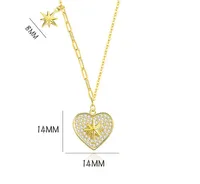 925 Sterling Silver Zircon Cable Chain Plating Inlay Star Heart Shape Pendant Necklace main image 8