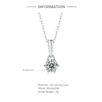 925 Sterling Silver Moissanite Cable Chain GRA Plating Inlay Round Pendant Necklace main image 6
