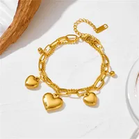 IG Style Heart Shape Titanium Steel 18K Gold Plated Titanium Steel Bracelets In Bulk main image 2