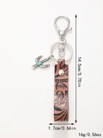 Simple Style Cactus Leaf Dreamcatcher Pu Leather Alloy Turquoise Bag Pendant Keychain sku image 3