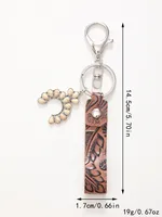 Simple Style Cactus Leaf Dreamcatcher Pu Leather Alloy Turquoise Bag Pendant Keychain sku image 4