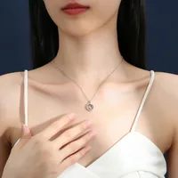 Simple Style Shiny Circle Sterling Silver Inlay Zircon Pendant Necklace main image 4