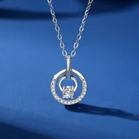 Simple Style Shiny Circle Sterling Silver Inlay Zircon Pendant Necklace main image 6