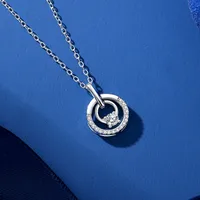 Simple Style Shiny Circle Sterling Silver Inlay Zircon Pendant Necklace main image 5