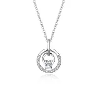 Simple Style Shiny Circle Sterling Silver Inlay Zircon Pendant Necklace main image 3