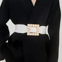 Elegant Square Pu Leather Inlay Artificial Rhinestones Women's Leather Belts main image 6