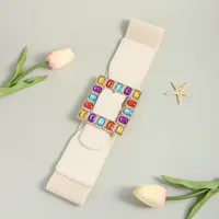 Elegant Square Pu Leather Inlay Artificial Rhinestones Women's Leather Belts main image 2