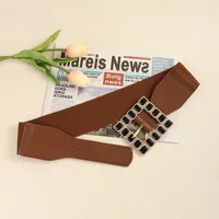 Elegant Square Pu Leather Inlay Artificial Rhinestones Women's Leather Belts main image 1