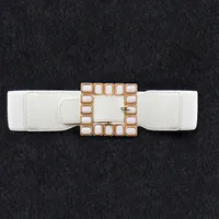 Elegant Square Pu Leather Inlay Artificial Rhinestones Women's Leather Belts sku image 2