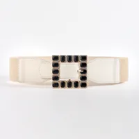 Elegant Square Pu Leather Inlay Artificial Rhinestones Women's Leather Belts sku image 3