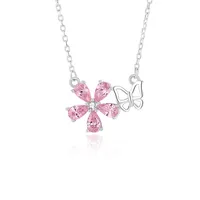 925 Sterling Silver Plating Flower Pendant Necklace main image 2