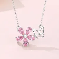 925 Sterling Silver Plating Flower Pendant Necklace main image 1