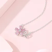 925 Sterling Silver Plating Flower Pendant Necklace main image 4