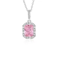 925 Sterling Silver Three-dimensional Square Pendant Necklace main image 2