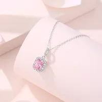 925 Sterling Silver Three-dimensional Square Pendant Necklace main image 4