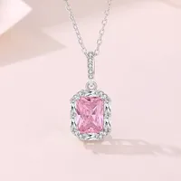 925 Sterling Silver Three-dimensional Square Pendant Necklace main image 1