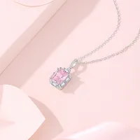 925 Sterling Silver Three-dimensional Square Pendant Necklace main image 3