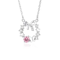 925 Sterling Silver Wreath Bow Knot Pendant Necklace sku image 1