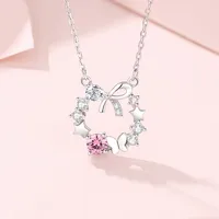 925 Sterling Silver Wreath Bow Knot Pendant Necklace main image 1