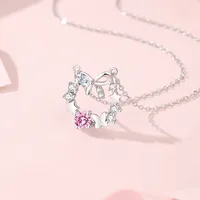 925 Sterling Silver Wreath Bow Knot Pendant Necklace main image 4