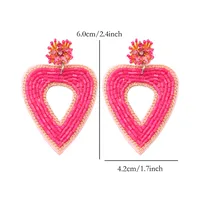1 Pair Sweet Heart Shape Handmade Stainless Steel Cloth Glass Drop Earrings main image 4
