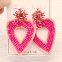 1 Pair Sweet Heart Shape Handmade Stainless Steel Cloth Glass Drop Earrings main image 3