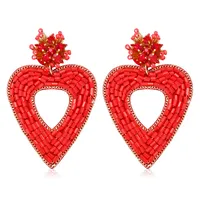 1 Pair Sweet Heart Shape Handmade Stainless Steel Cloth Glass Drop Earrings main image 2