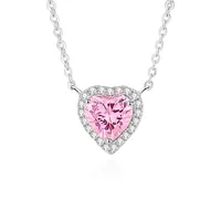 Lady Heart Shape Sterling Silver Inlay Zircon Pendant Necklace main image 6