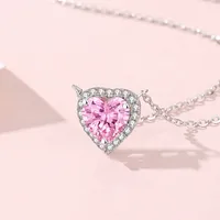 Lady Heart Shape Sterling Silver Inlay Zircon Pendant Necklace main image 3