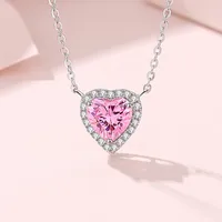 Lady Heart Shape Sterling Silver Inlay Zircon Pendant Necklace main image video