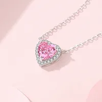 Lady Heart Shape Sterling Silver Inlay Zircon Pendant Necklace main image 4